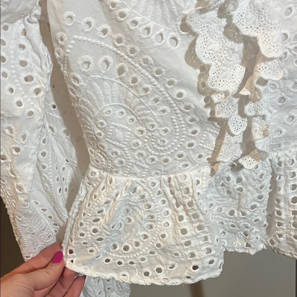 Express White Eyelet Ruffle Blouse - Picture 4 of 6